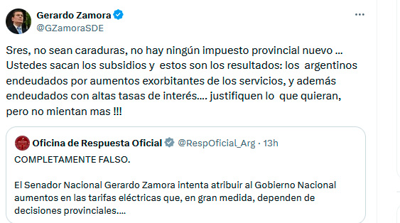 Zamora, al Gobierno Nacional: “Caraduras, no mientan más, no hay ningún impuesto nuevo en Santiago”